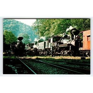 Cass Scenic Railroad Steam Engines at Machine Shop Vintage Postcard